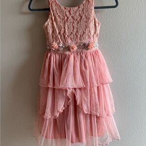 Sweet Heart Rose Pink Lace Tiered Dress